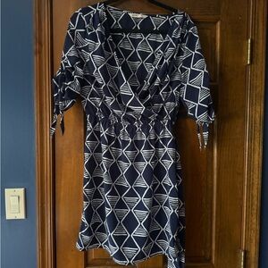 Old Navy Navy and White Diamond Print Mini Dress